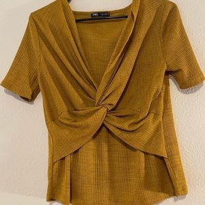 Zara Golden Wrap Front Blouse